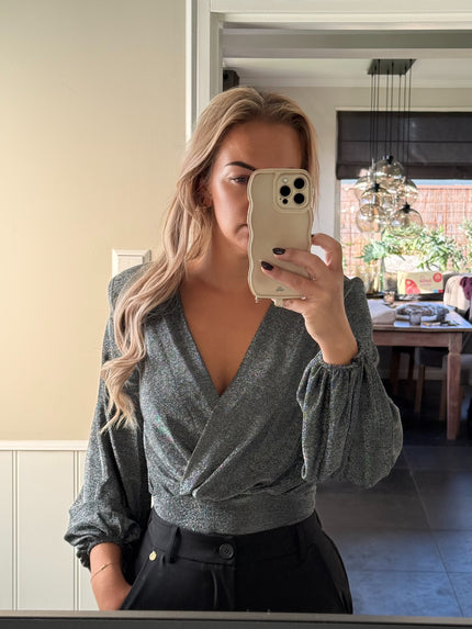 Body zilver met V-hals