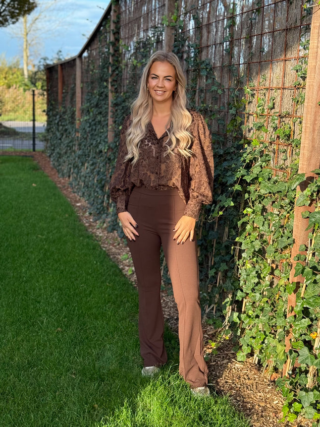 Bruine pantalon flair model