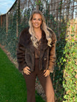 Donkerbruine faux fur jas