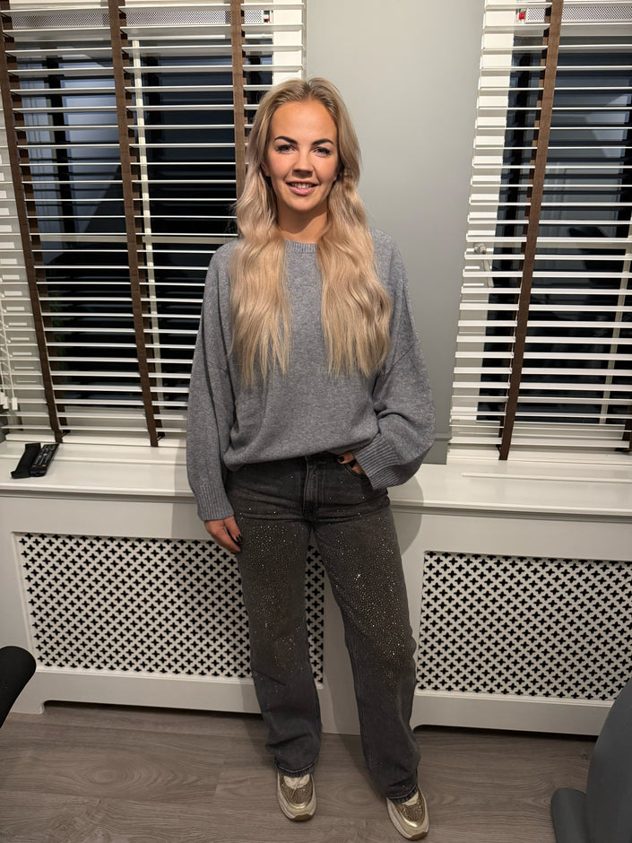 Grijze jeans met glitters
