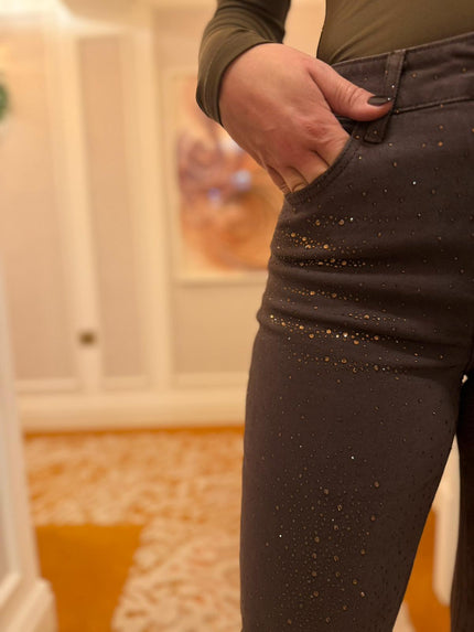 Donkerbruine jeans met glitters